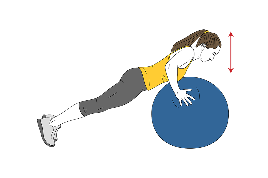 Flexiones de brazos sobre pelota de pilates